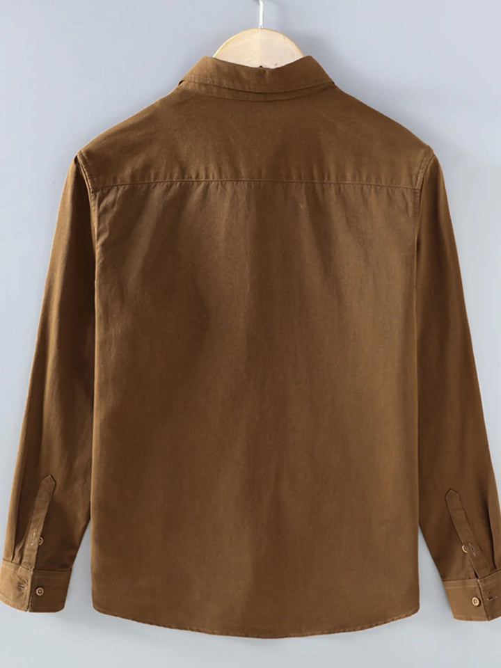 Men's Plus Size Button Up Long Sleeve Shirt - cas7m