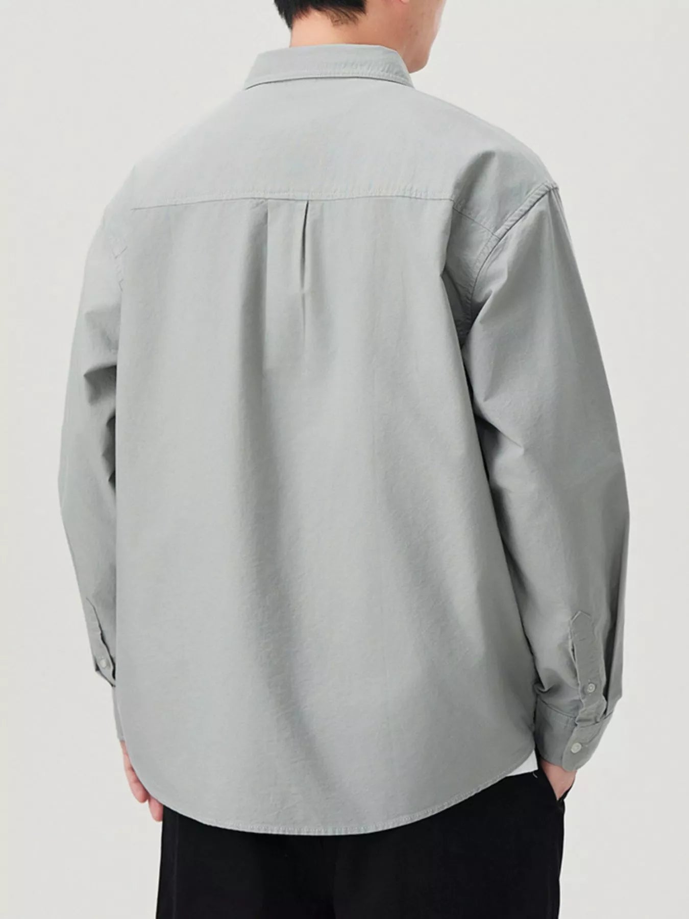 Men's Plus Size Button Up Long Sleeve Shirt - cas7m
