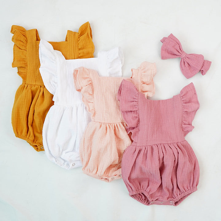 Ruffled short-sleeved girl romper wrinkle bag fart clothing - cas7m