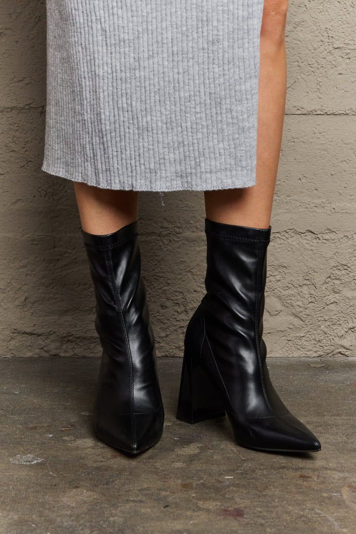 Weeboo Stacy Block Heel Sock Boots - cas7m