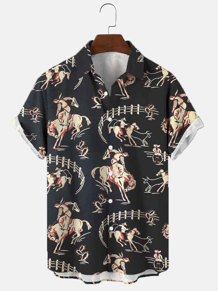 Men's Large Size 3D Digital Printed Short Sleeve Shirt - cas7m
