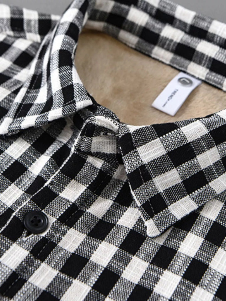 Men's Plus Size Plaid Casual Long Sleeve Shirt - cas7m
