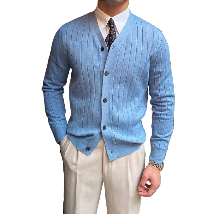 Men's Knitted Long Sleeved Sweater - cas7m