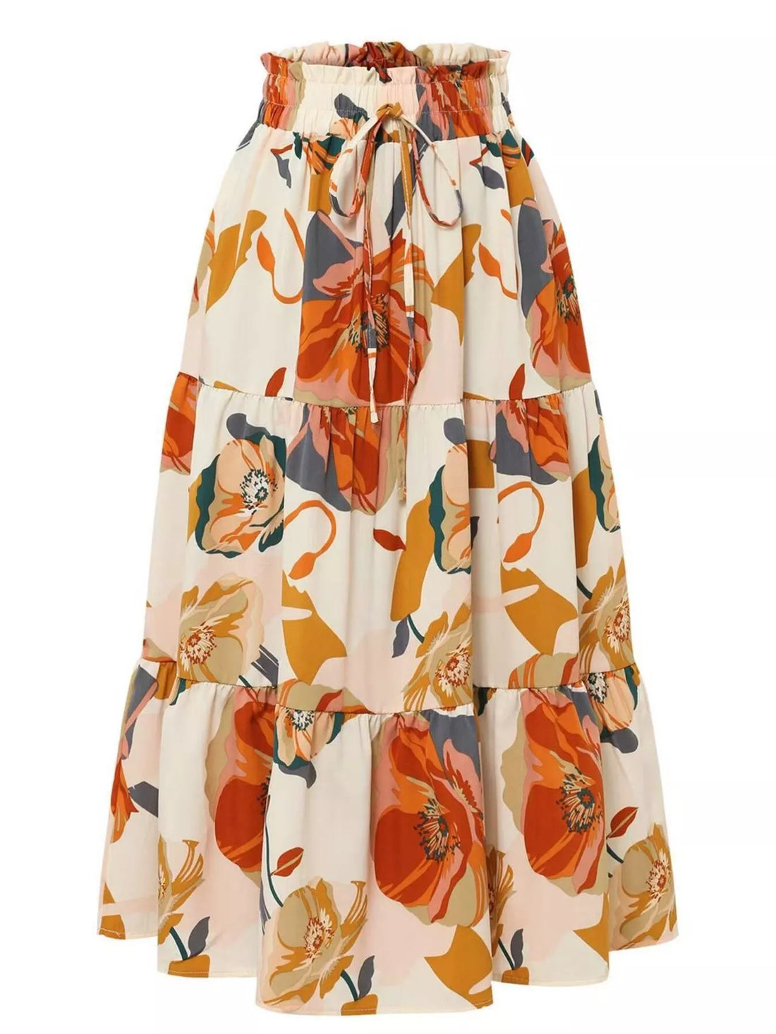 Full Size Floral Print Tiered Skirt Plus Size - cas7m