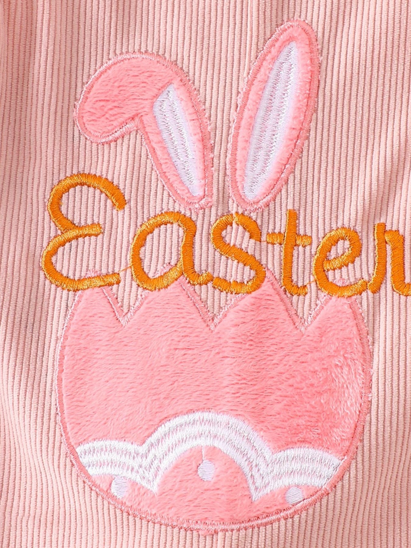 Children's Easter Bunny Embroidered Corduroy Overalls - cas7m