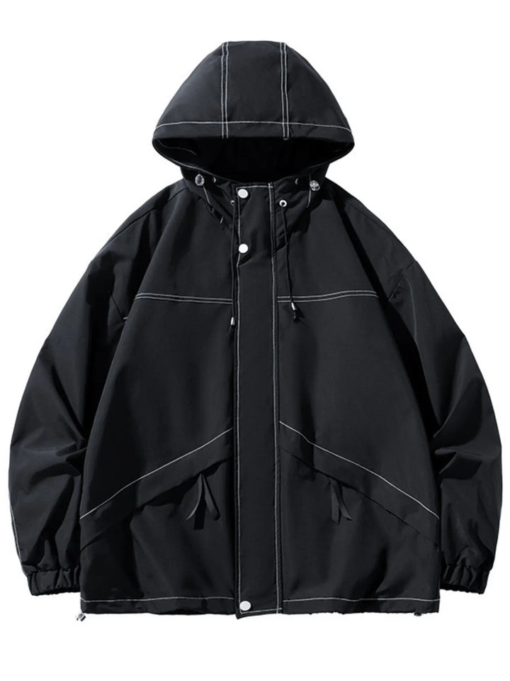 Men's Plus Size Drawstring Hooded Jacket - cas7m