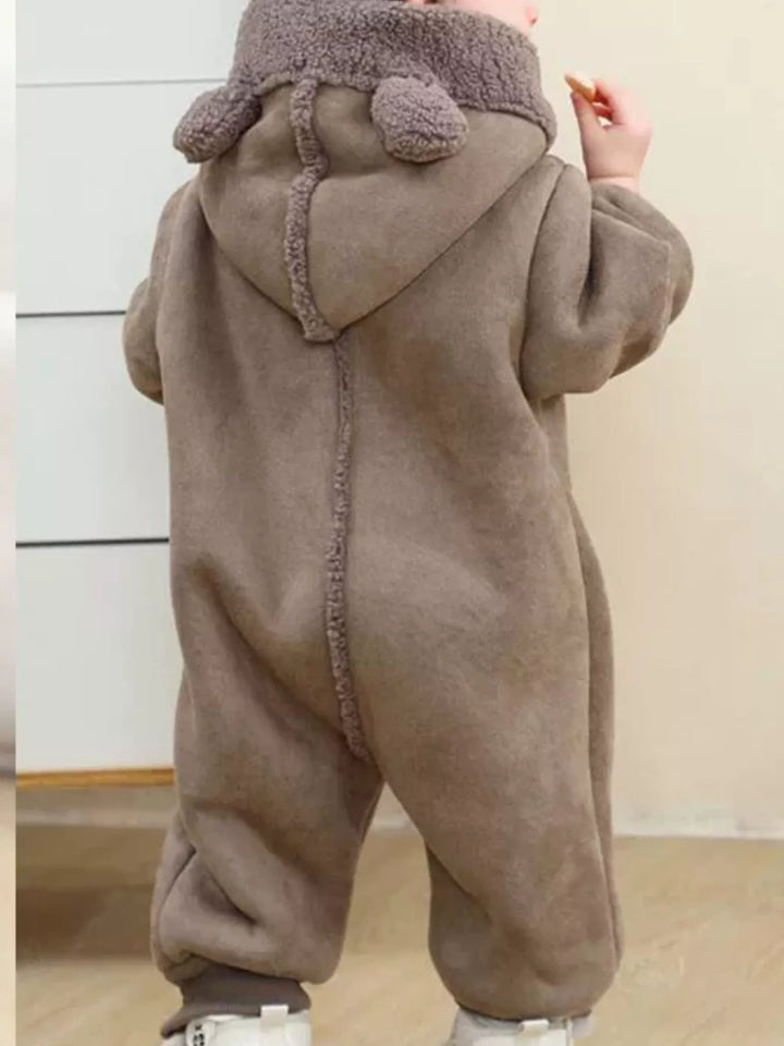Children's Fleece Hooded One-Piece Jumpsuit - cas7m