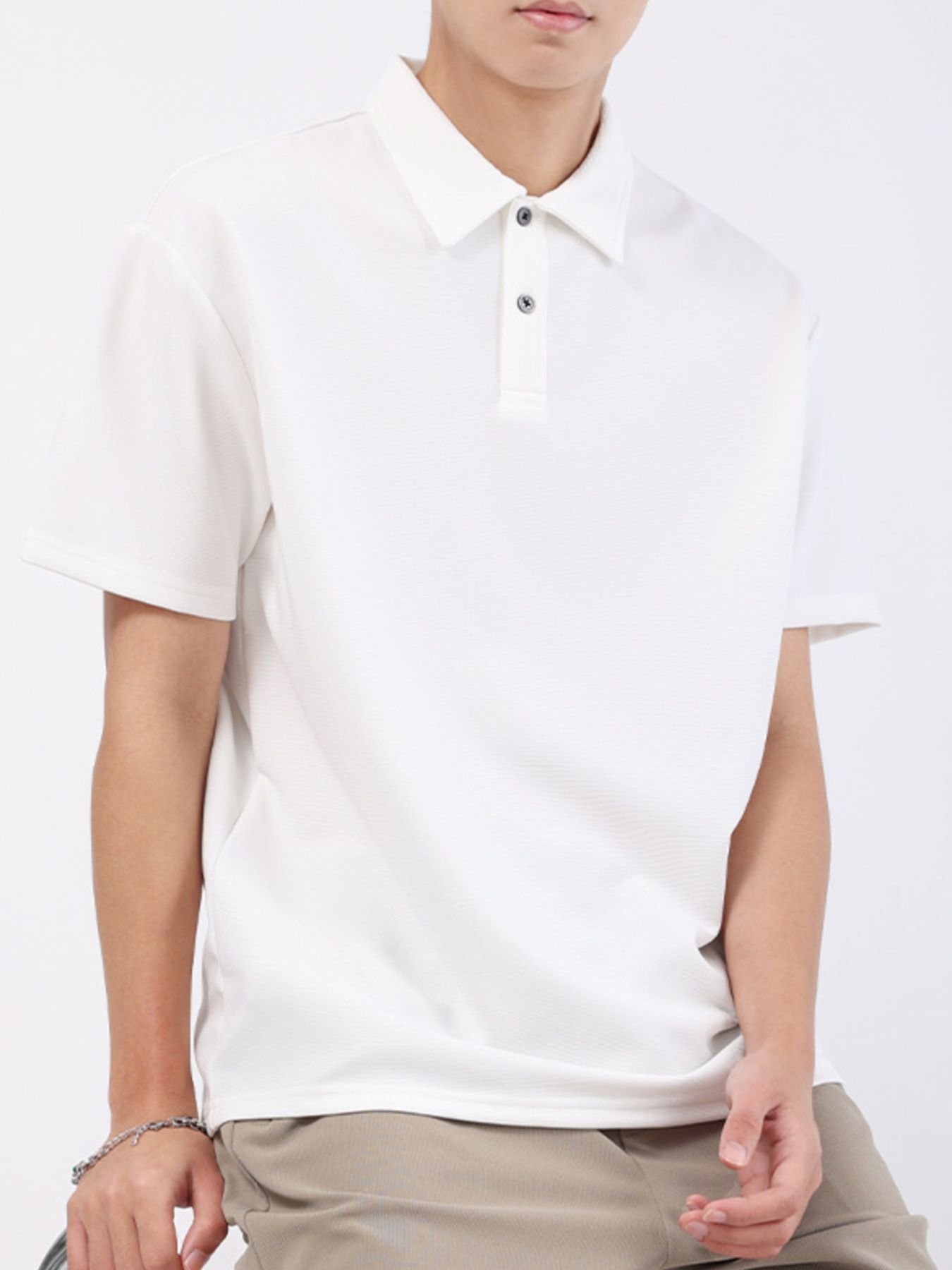 Men's Plus Size Textured Breathable Performance Polo - cas7m