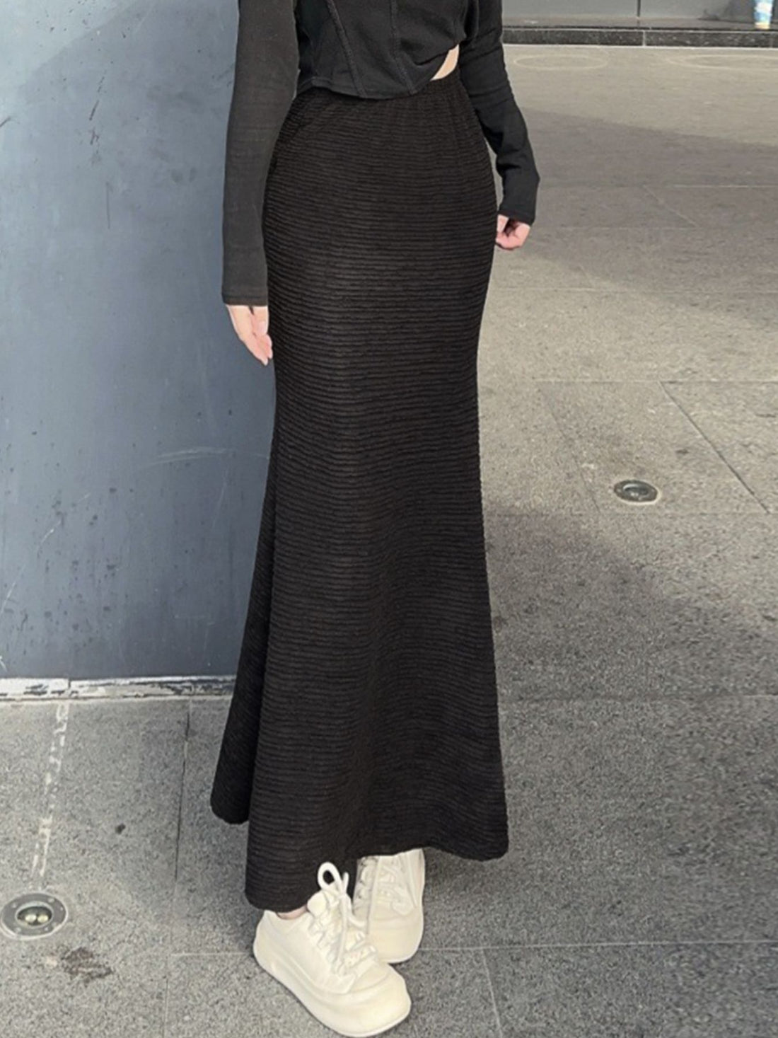 Textured Knit Mermaid Skirt - cas7m