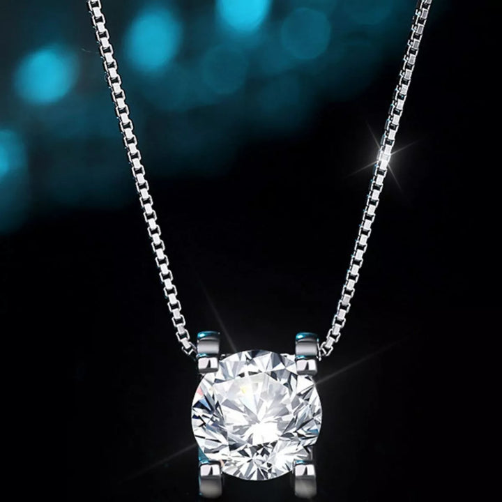 1 Carat 925 Sterling Silver Moissanite Pendant Necklace - cas7m