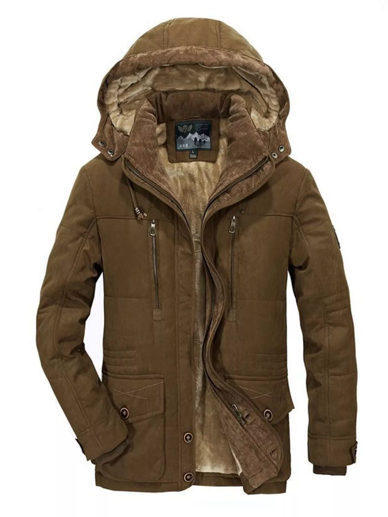 Men's Plus Size Winter Warm Hooded Parka Coat - cas7m