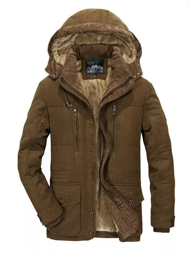 Men's Plus Size Winter Warm Hooded Parka Coat - cas7m