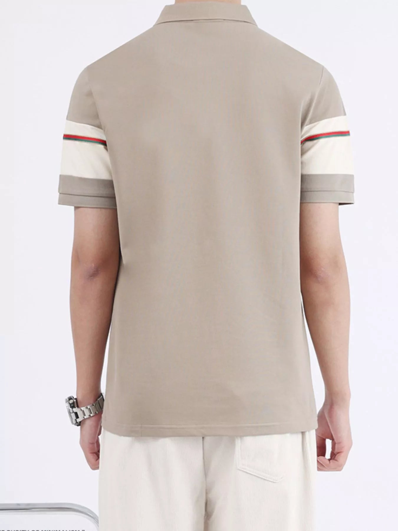 Men's Plus Size Striped Sleeve Casual Polo - cas7m