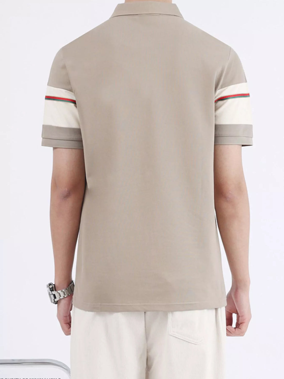 Men's Plus Size Striped Sleeve Casual Polo - cas7m