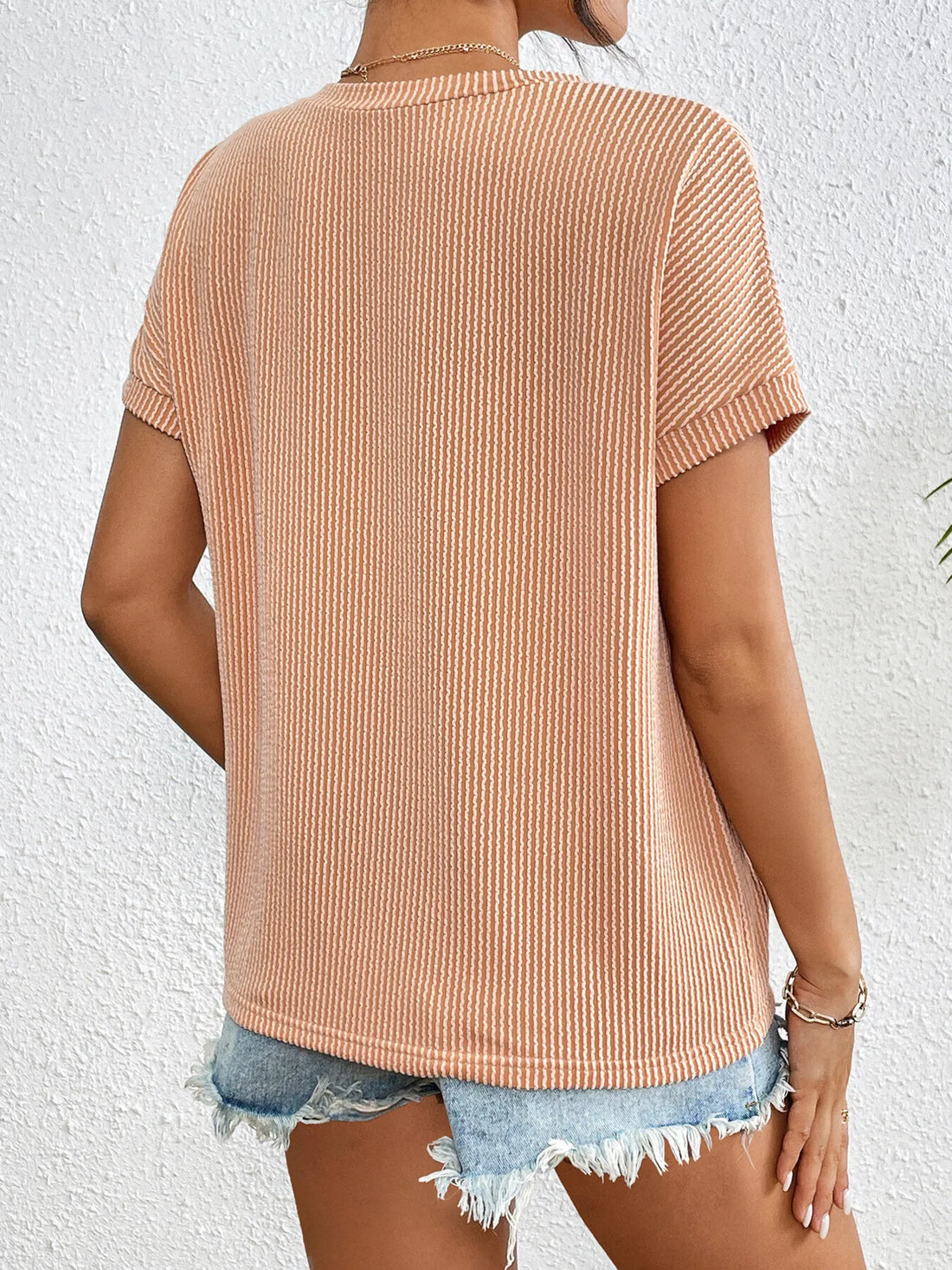 Ribbed Contrast Pocket T-Shirt - cas7m