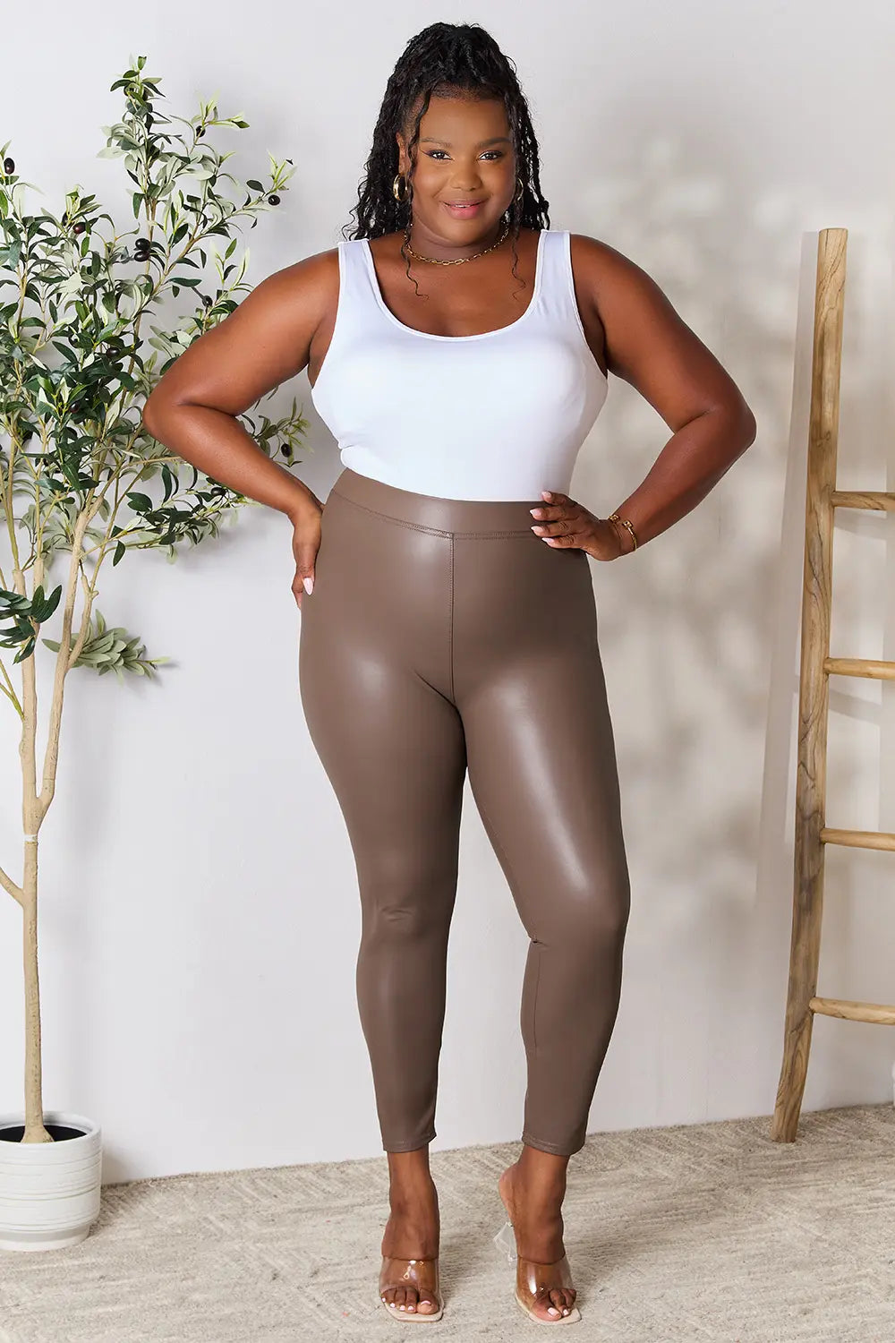 e.Luna Full Size High Waist Skinny Pants - cas7m