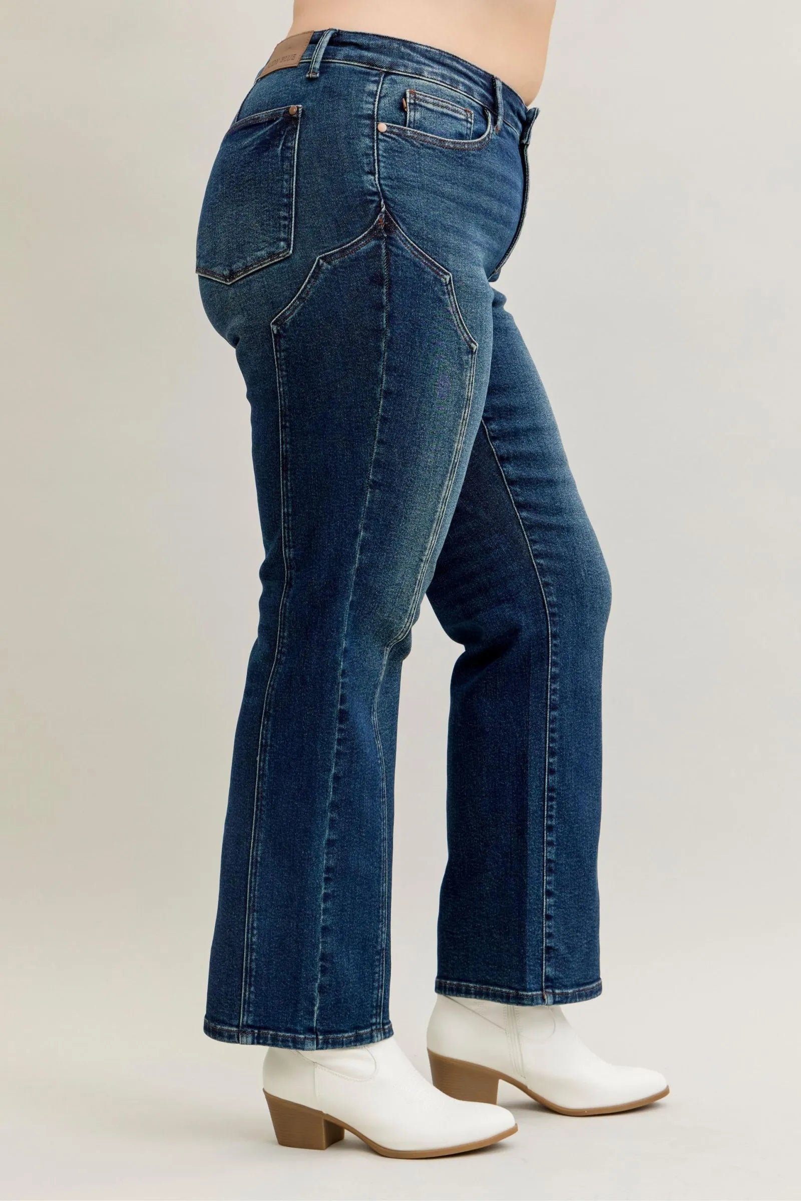 Judy Blue Full Size Seam Detail Straight Leg Jeans Plus Size - cas7m