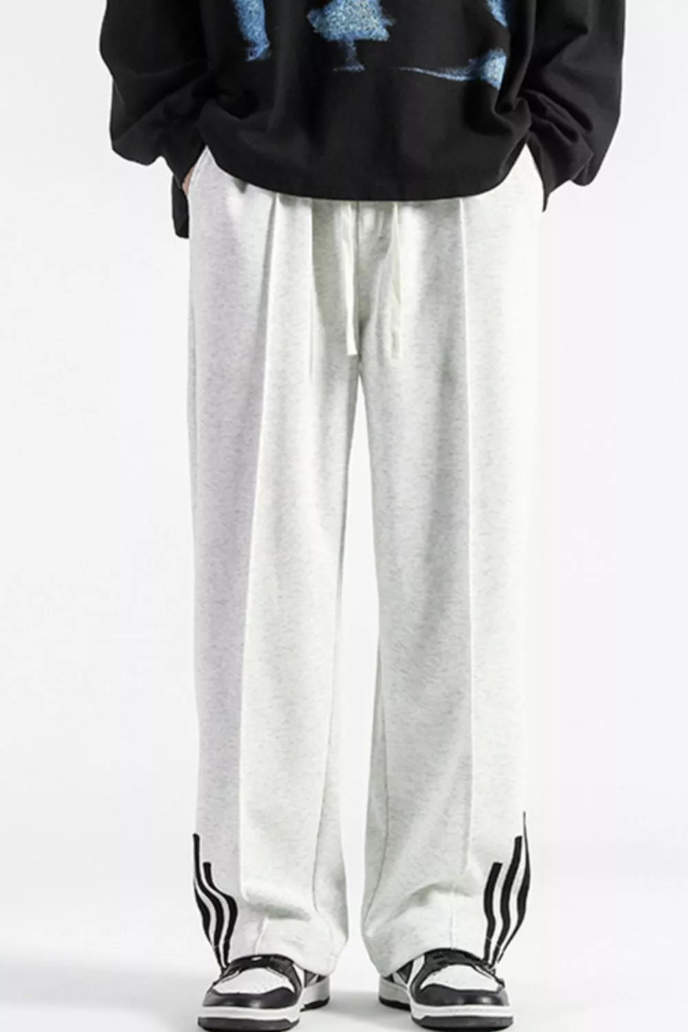 Men's Plus Size Casual Loose Fit Sweatpants with Striped Detail - cas7m