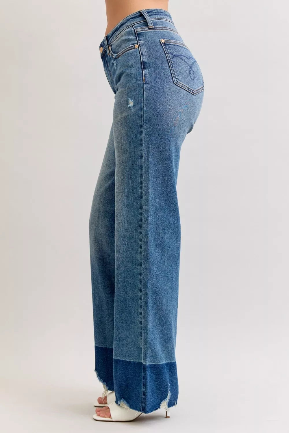 Judy Blue Raw Hem High Waist Column Straight Jeans - cas7m