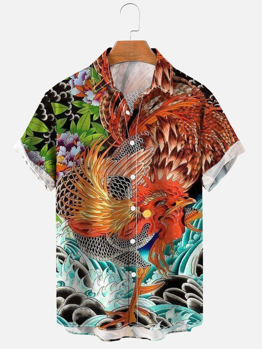 Men's Large Size 3D Digital Printed Short Sleeve Shirt - cas7m