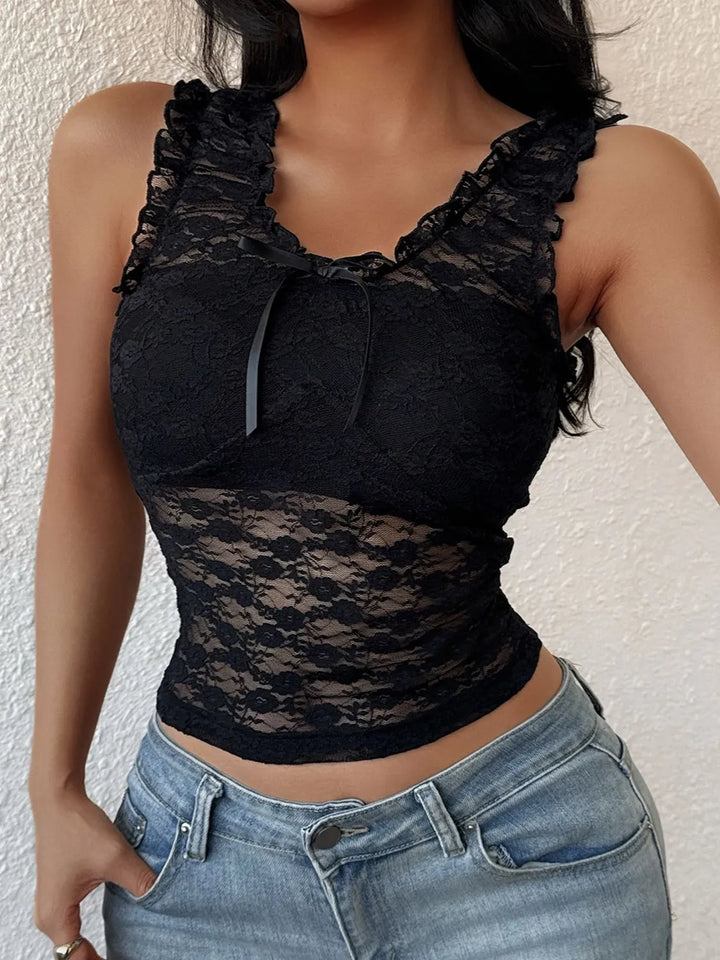 Lace Wide Strap Tank - cas7m