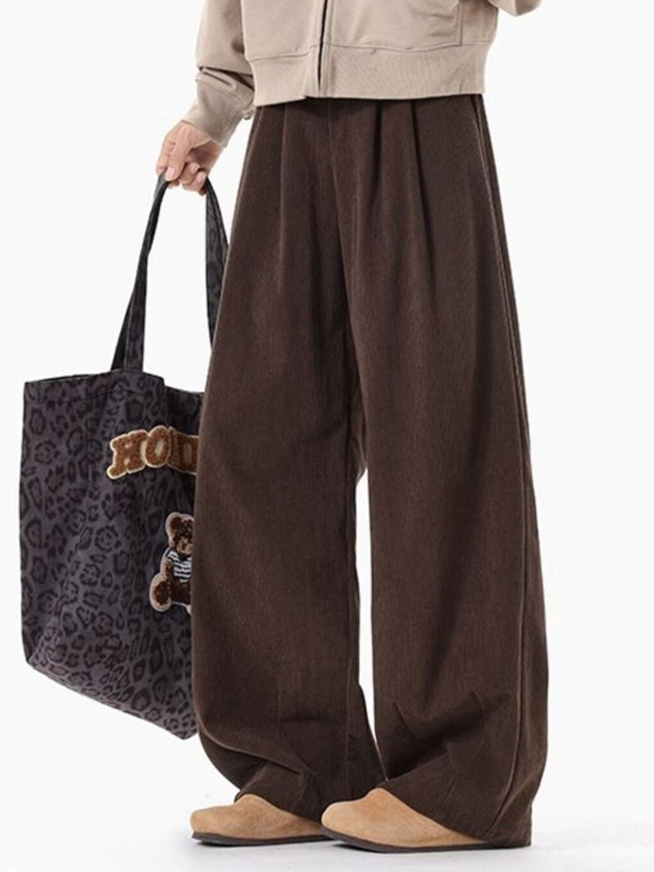 Men's Plus Size Pleated Detail Wide Leg Pants - cas7m