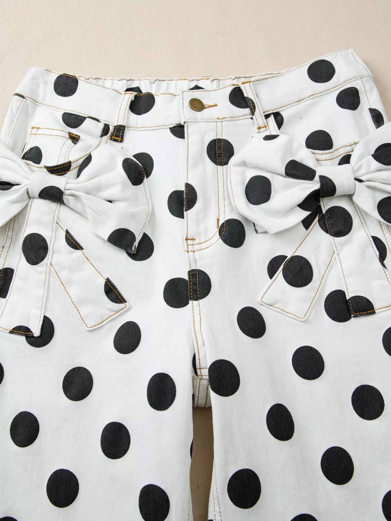 Polka Dot High-Waisted Jeans - cas7m
