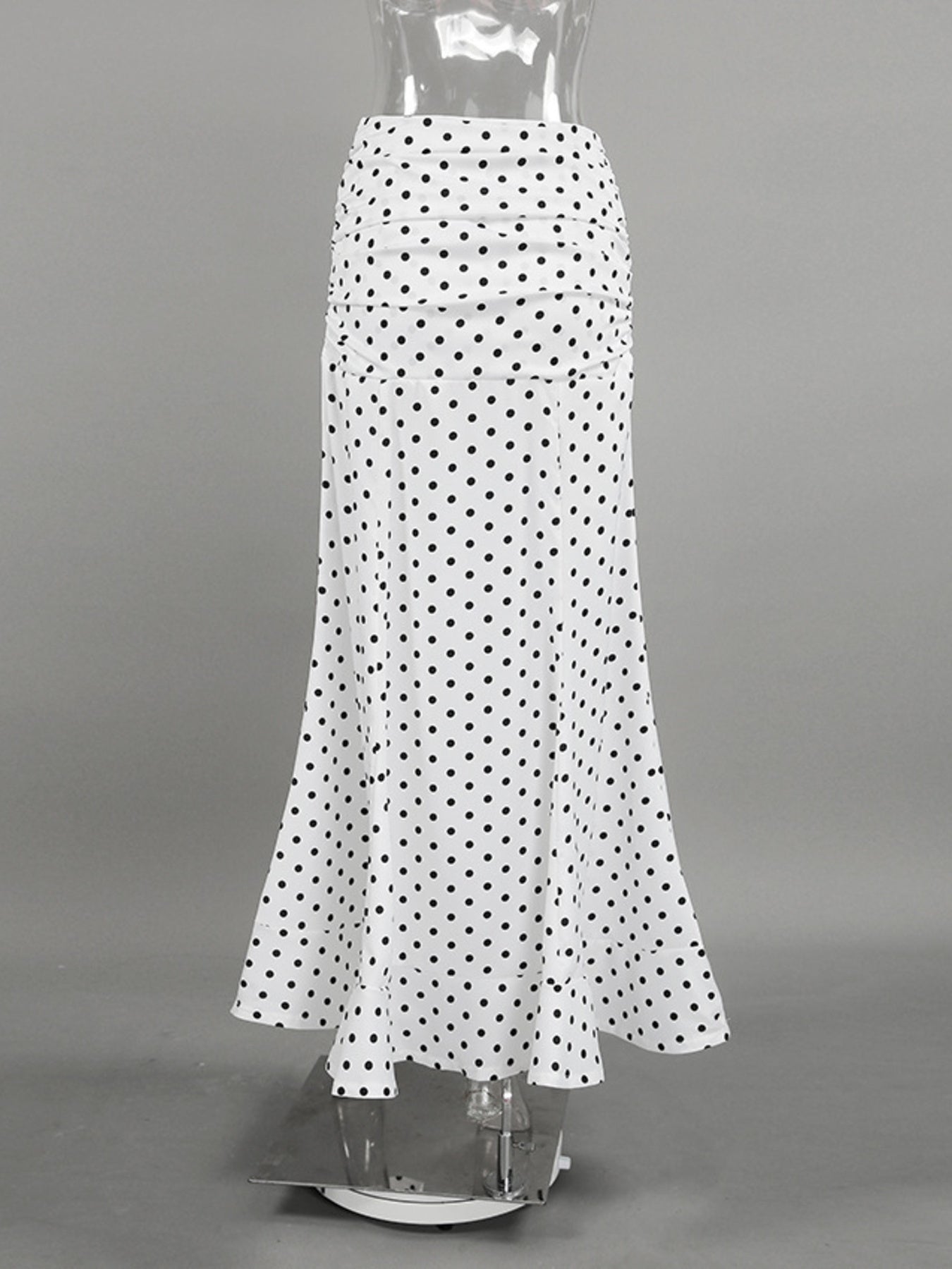 Polka Dot Ruffle Hem Maxi Skirt - cas7m