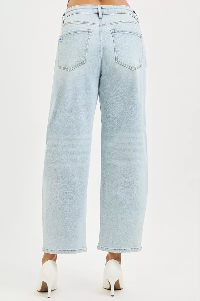 RISEN High Rise Crop Barrel Jeans - cas7m