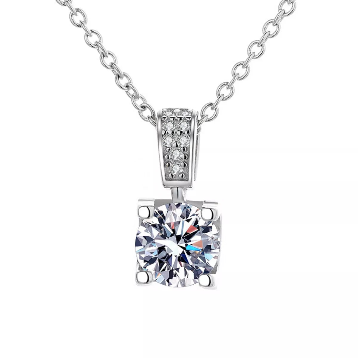 1 Carat Moissanite 925 Sterling Silver Necklace - cas7m