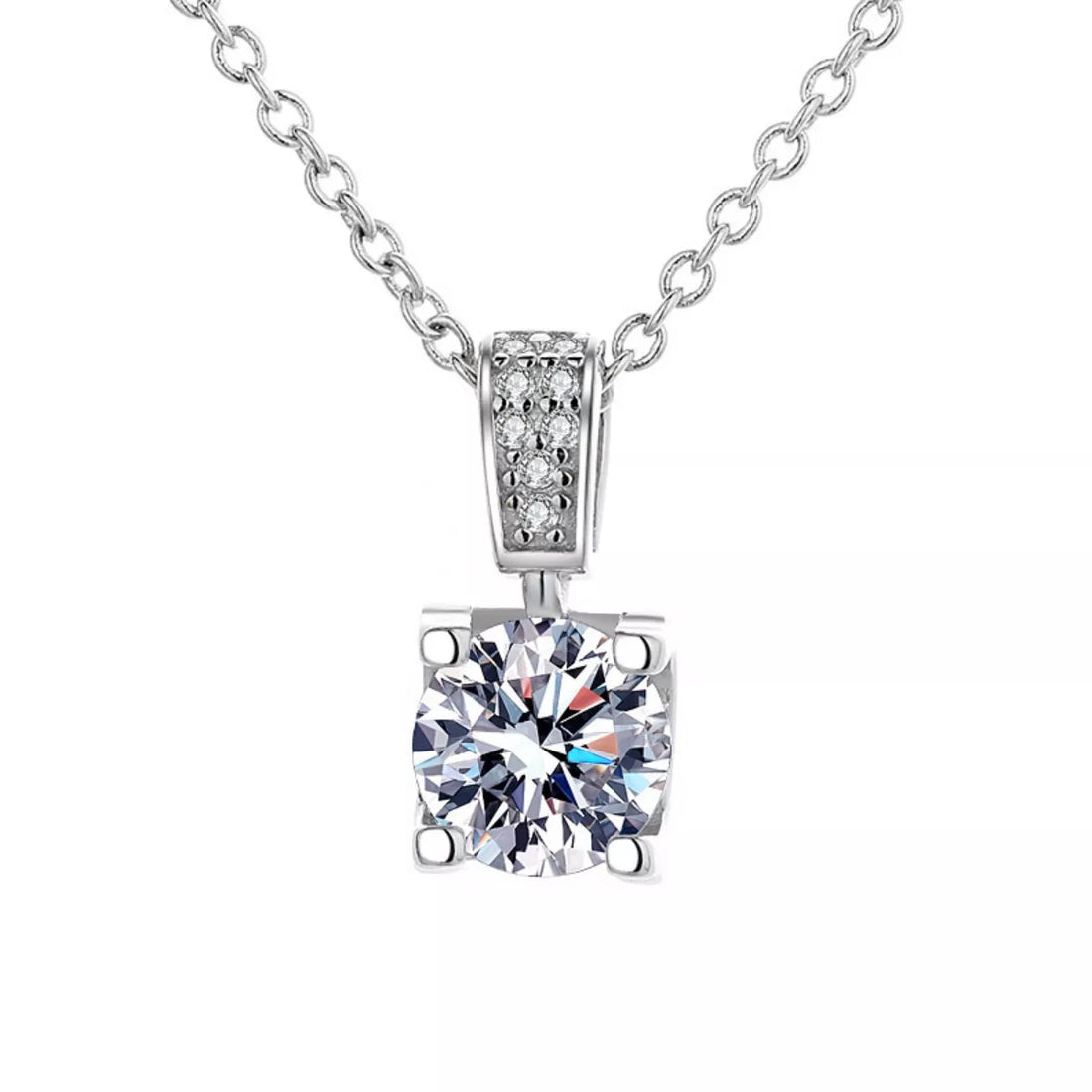 1 Carat Moissanite 925 Sterling Silver Necklace - cas7m