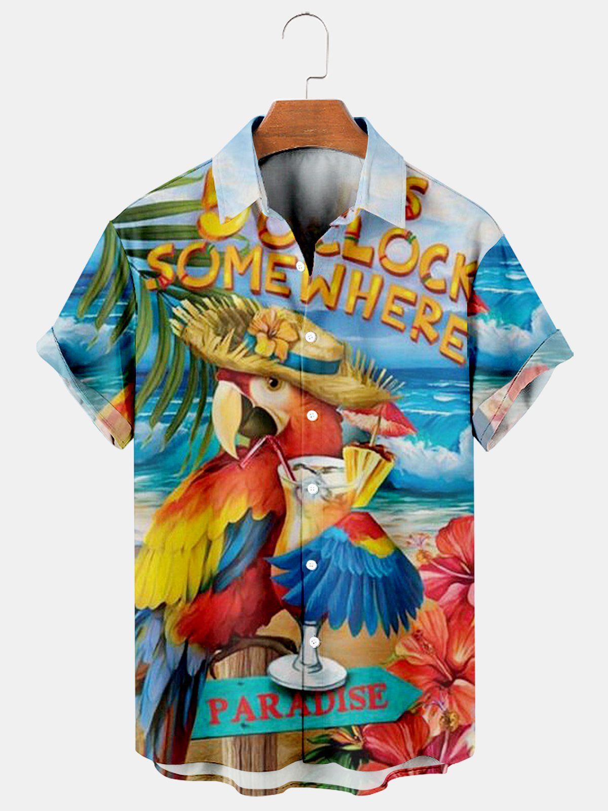 Men's Large Size 3D Digital Printed Short Sleeve Shirt - cas7m