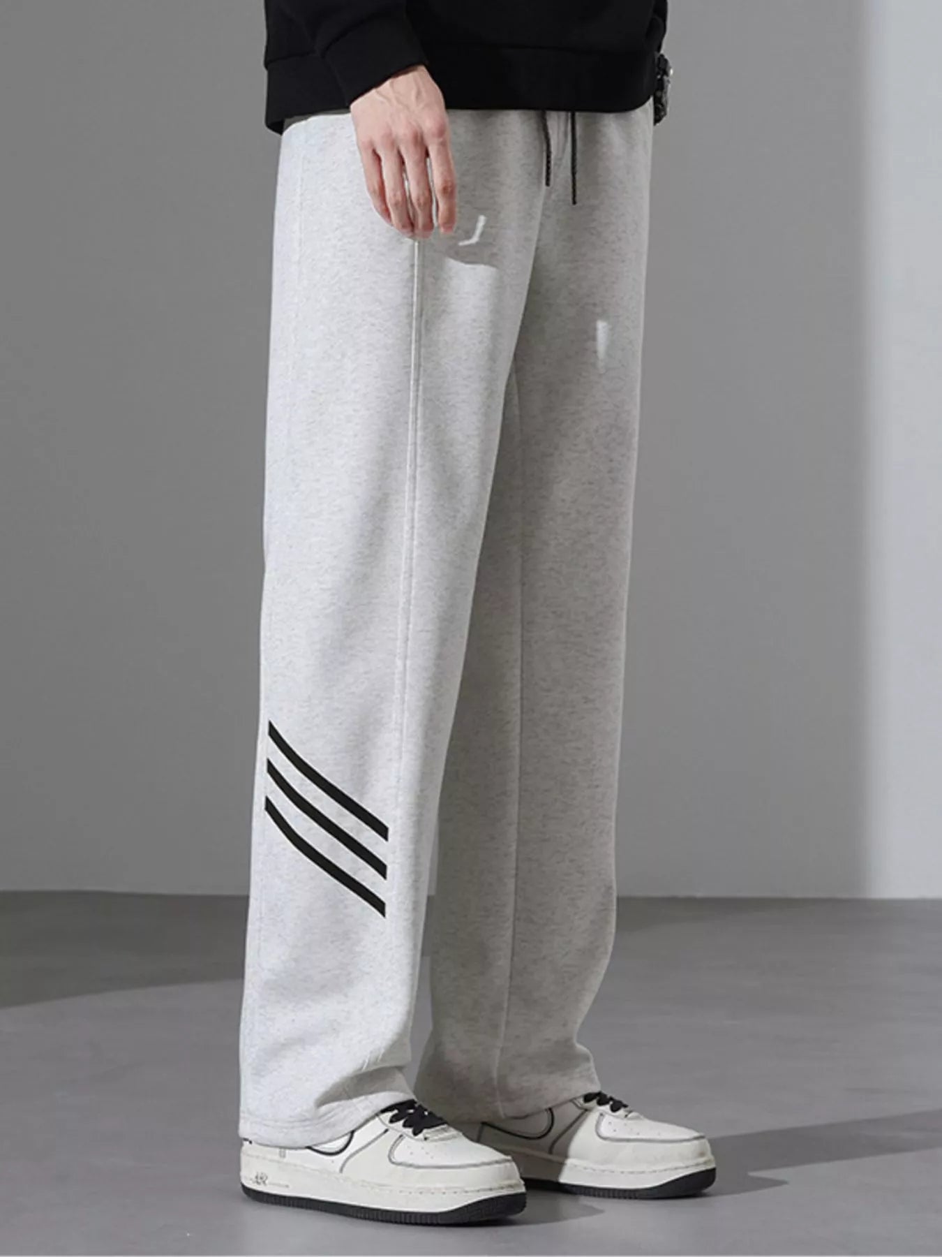 Men's Full Size Casual Loose Fit Sweatpants with Stripes Plus Size - cas7m