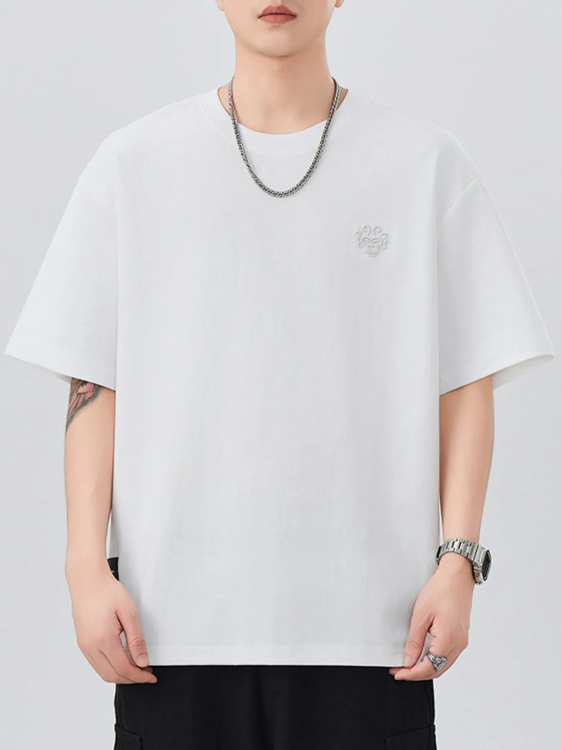Men's Plus Size Round Neck Short Sleeve T-Shirt - cas7m