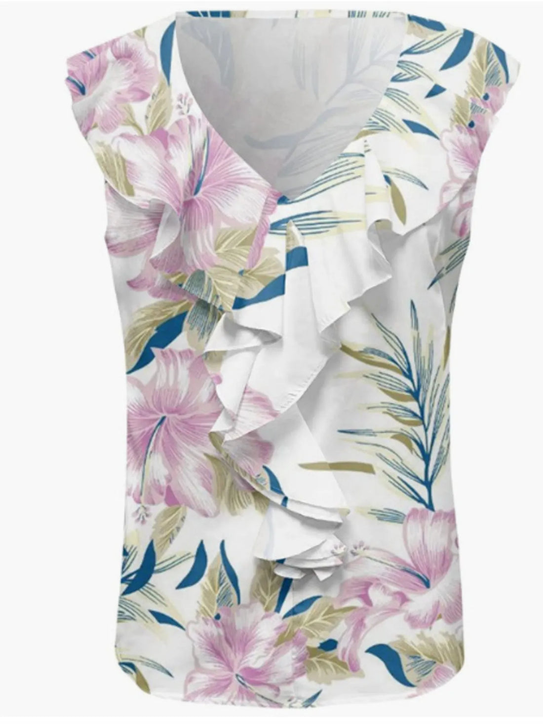 Printed V-Neck Tank - cas7m