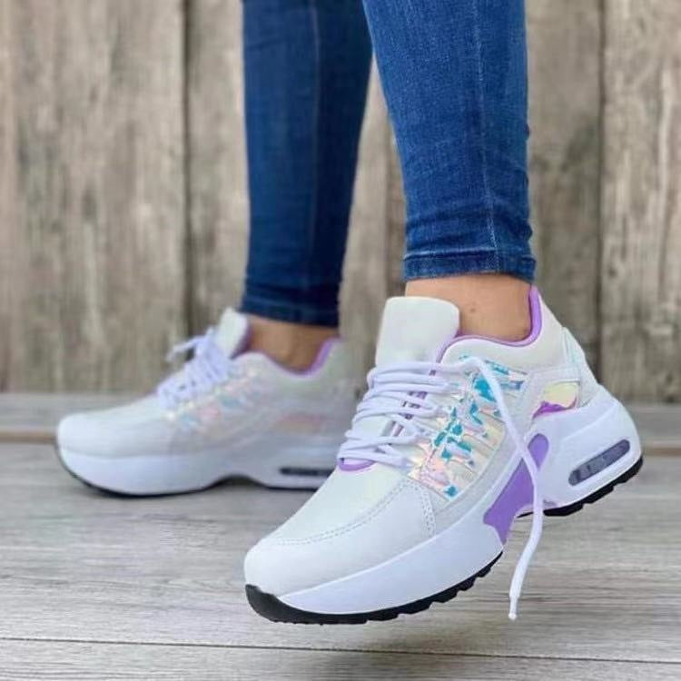 Lace Up Sneakers Women Wedge Heel Running Sports Shoes - cas7m