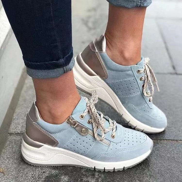 Fashion Lace-up Sneakers Women Cozy Tinck-soled Sports Shoes - cas7m