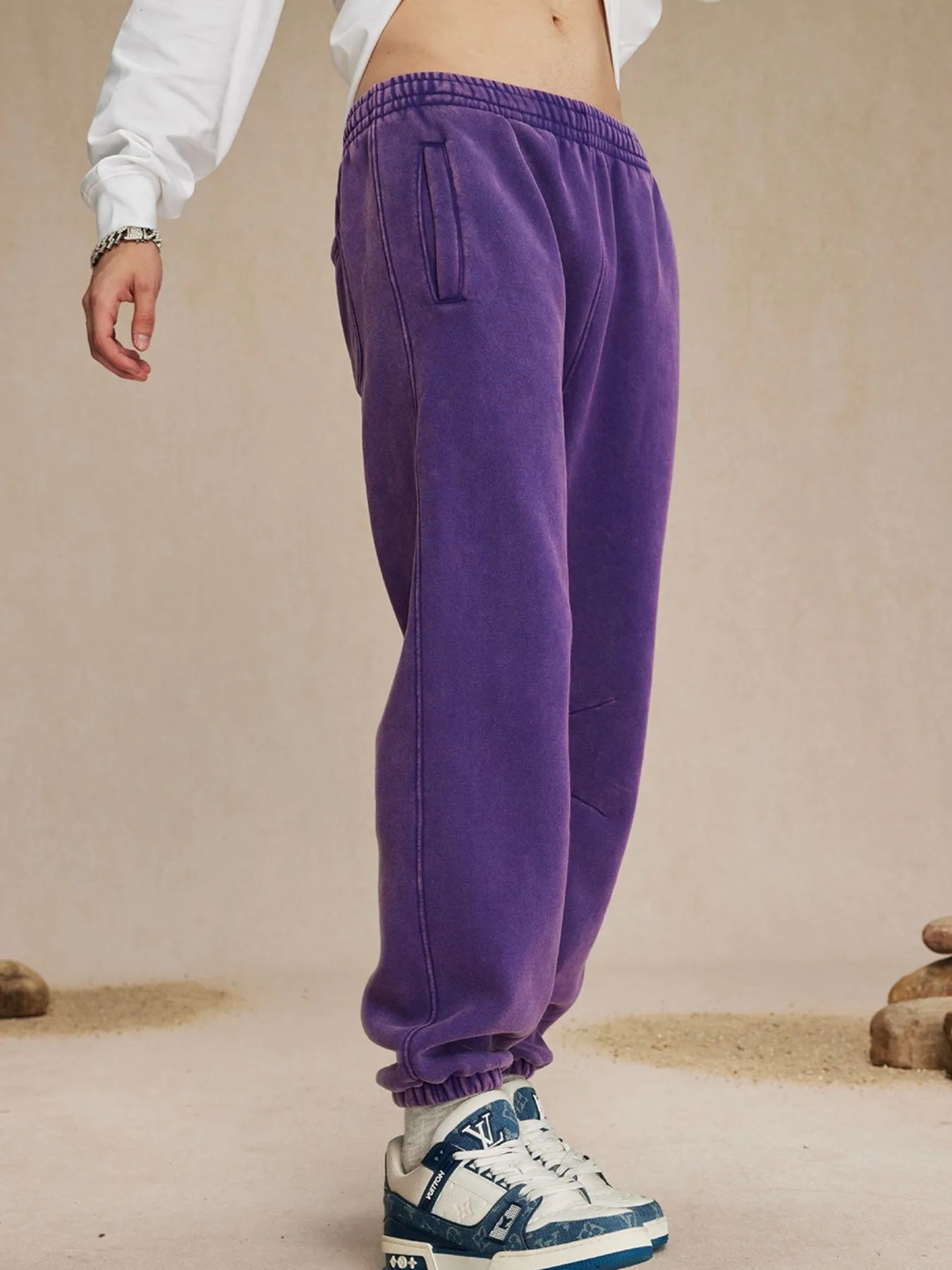 Men's Casual Elastic Waist Cotton Sweatpants - cas7m