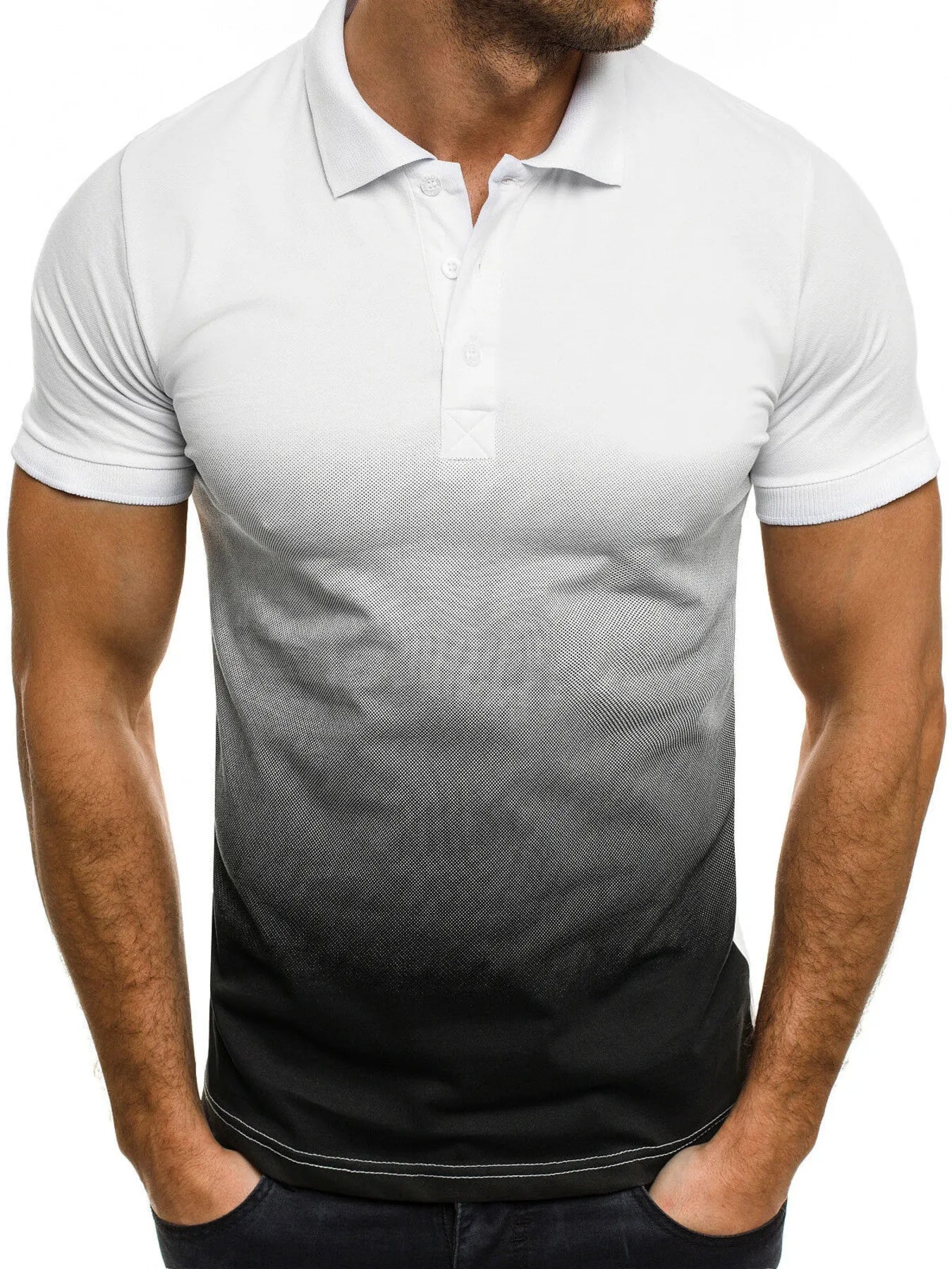 Men's Full Size Gradient Short Sleeve Polo Plus Size - cas7m