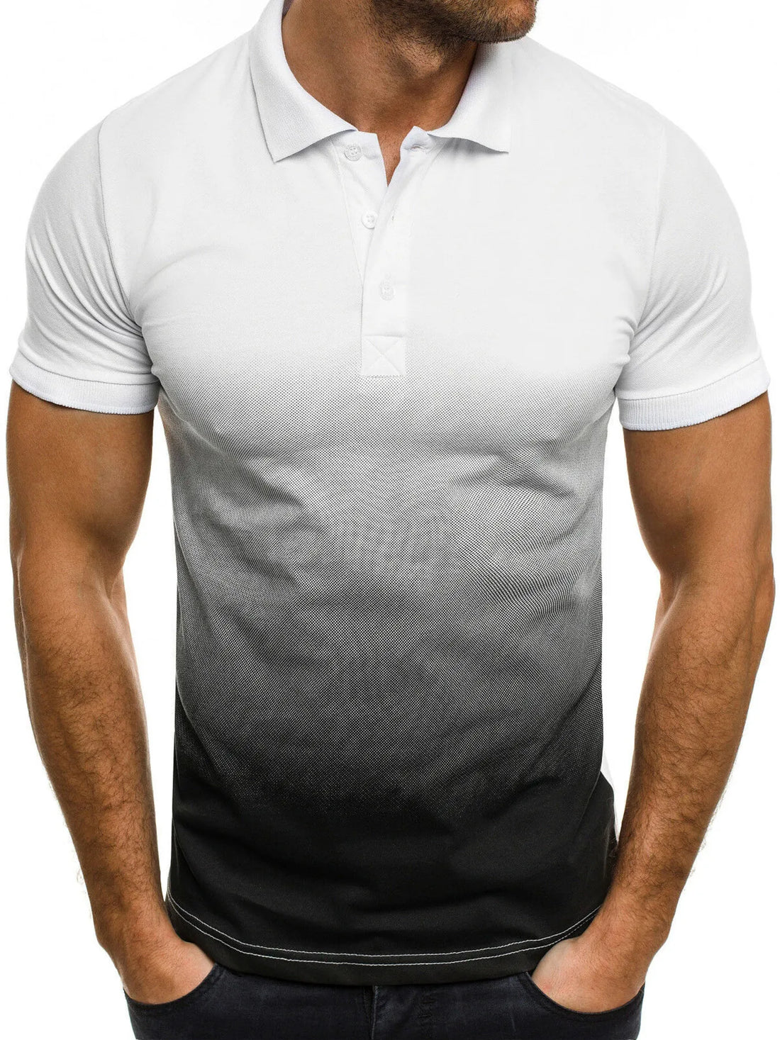 Men's Full Size Gradient Short Sleeve Polo Plus Size - cas7m