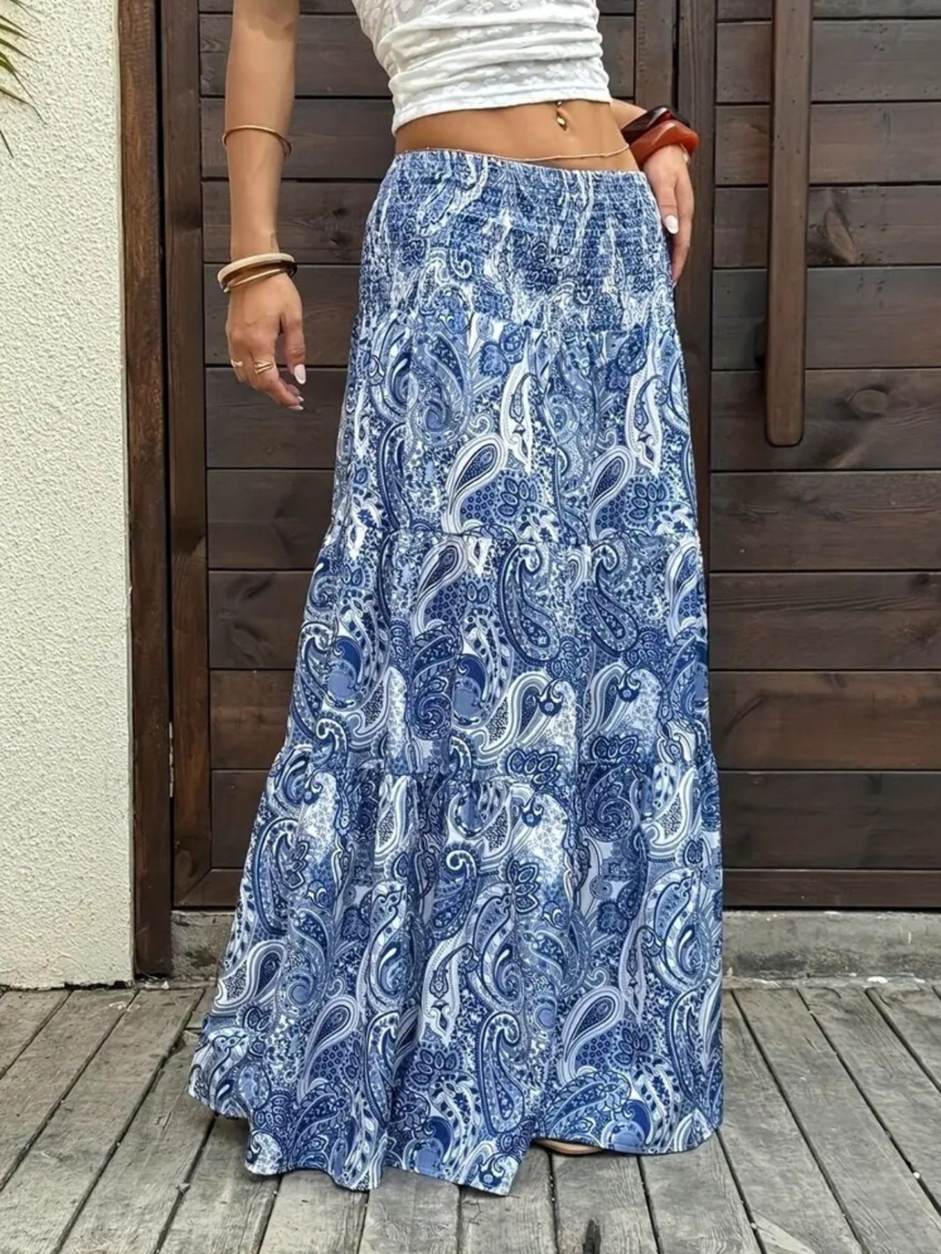 Paisley Print Maxi Skirt - cas7m