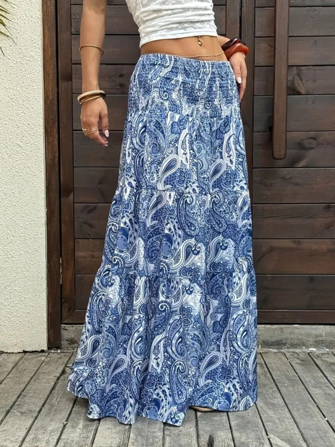 Paisley Print Maxi Skirt - cas7m