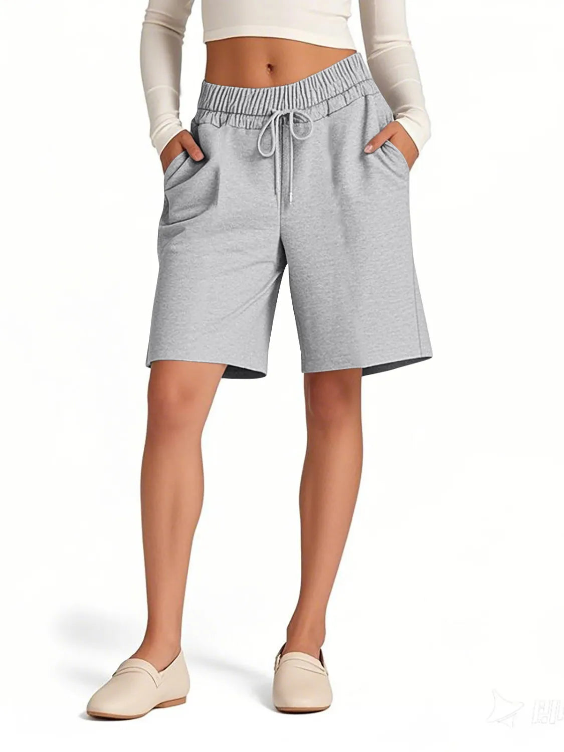 Drawstring Shorts with Pockets - cas7m