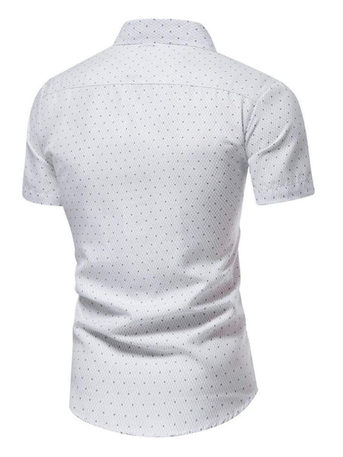 Men's Slim Fit Short Sleeve Dotted Shirt - cas7m