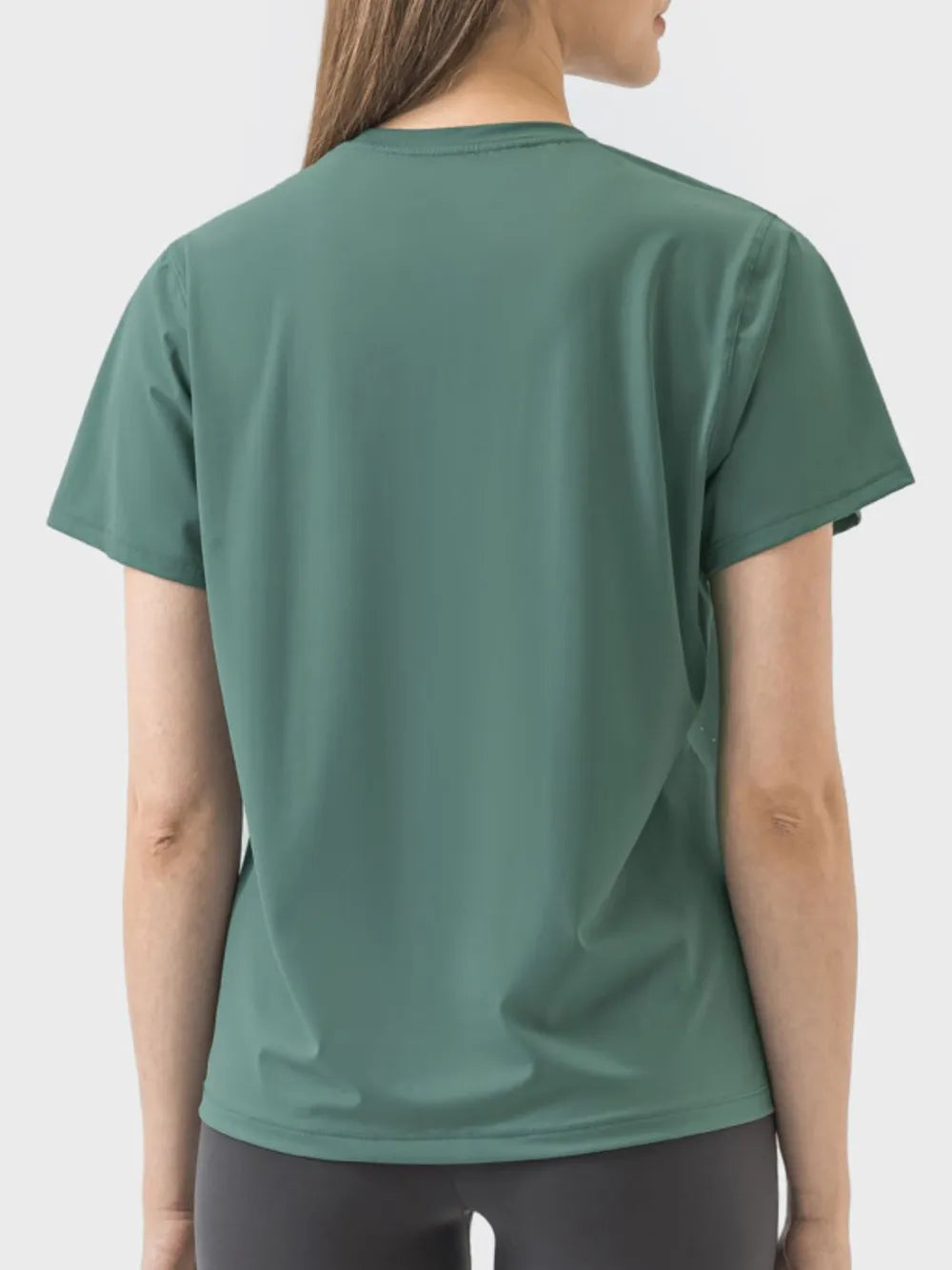Millennia Slit Round Neck Short Sleeve Active T-Shirt - cas7m
