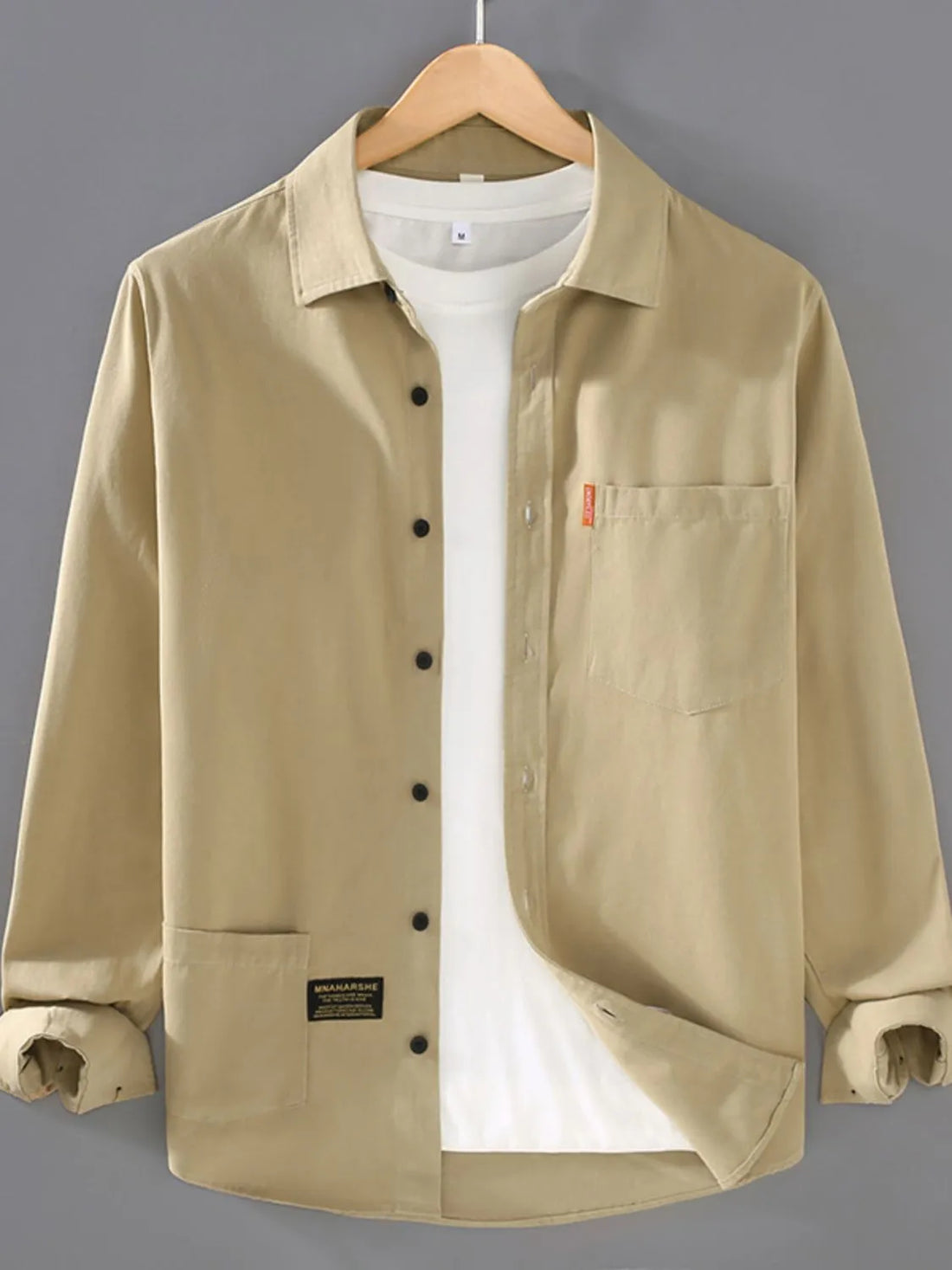 Men's Plus Size Button Up Long Sleeve Shirt - cas7m
