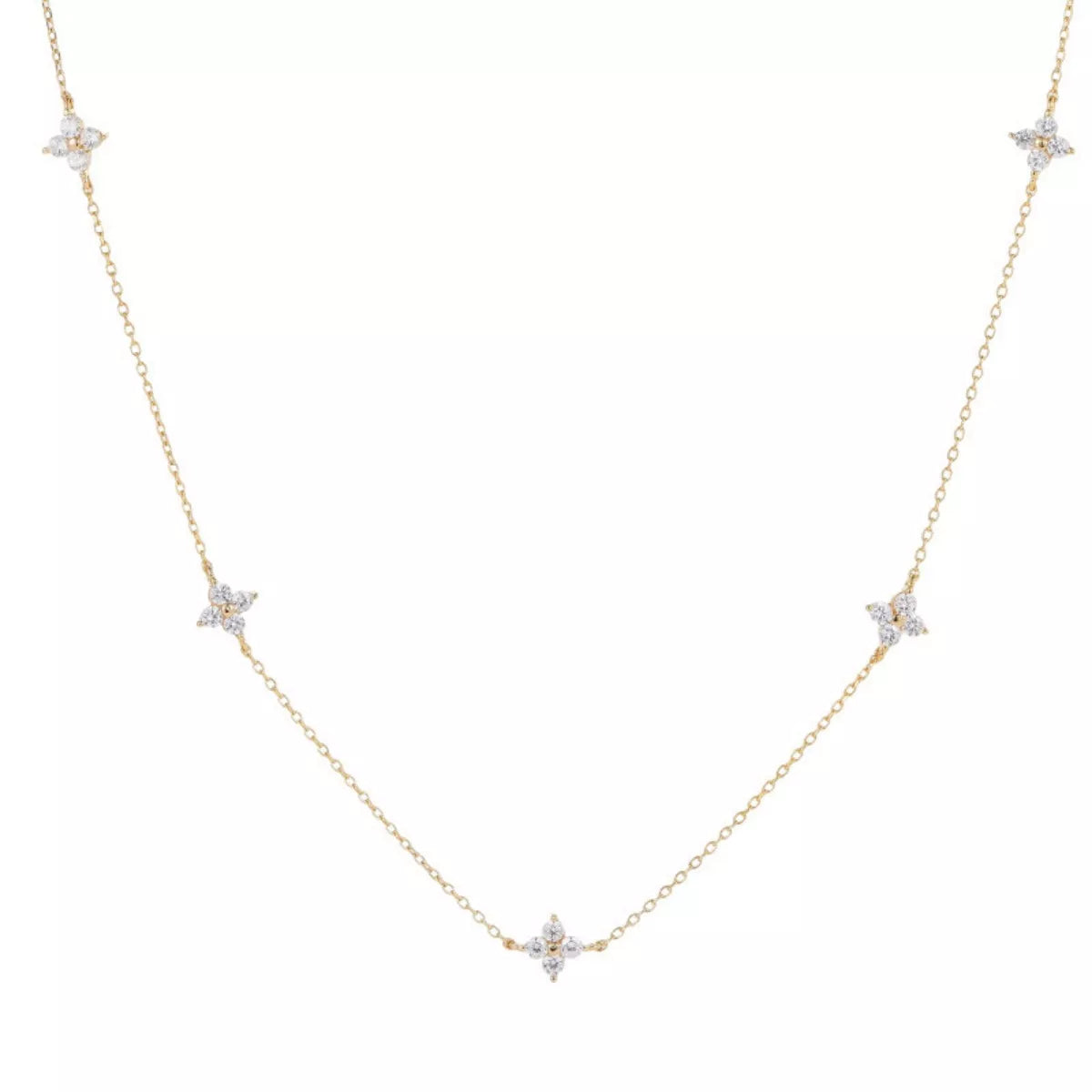 925 Sterling Silver Clover Charm Necklace - cas7m