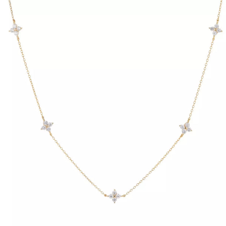 925 Sterling Silver Clover Charm Necklace - cas7m