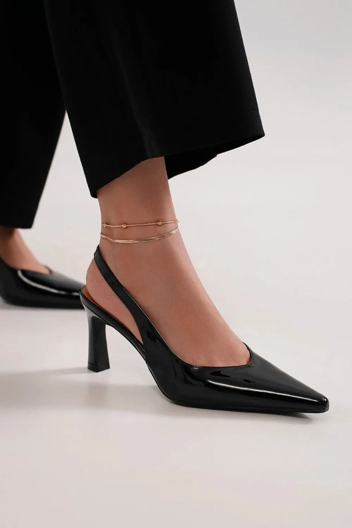 Beast Fashion Faux Leather Point Toe Slingback Pumps - cas7m