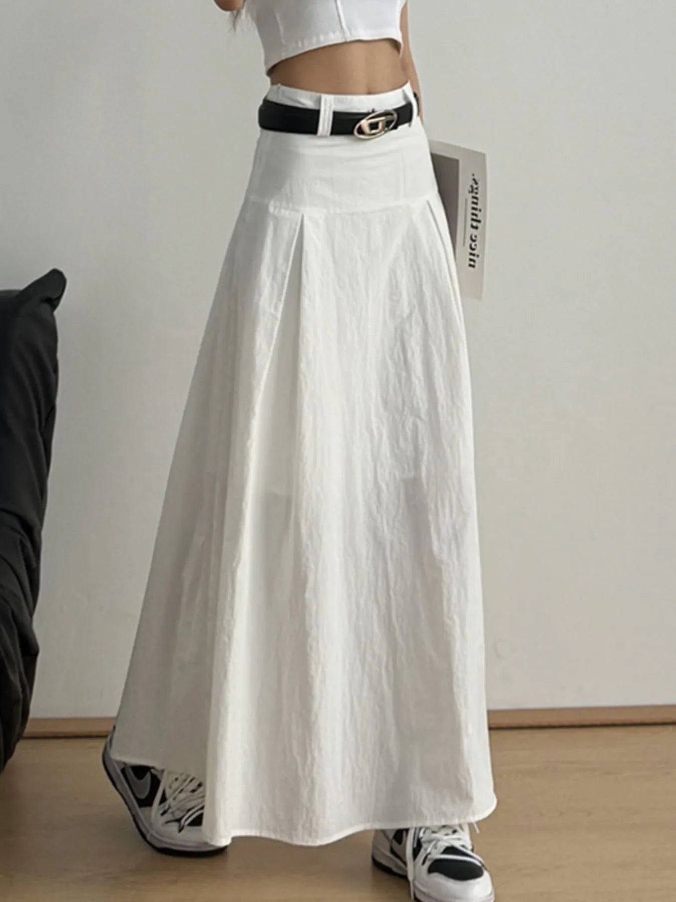 High Waist A-Line Maxi Skirt - cas7m